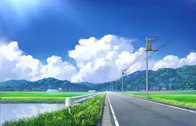 Anime Depicting Peaceful Countryside Nature Wallpaper 4K 1918x1233 Anime-style, Road, Ultrawide