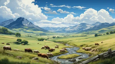 Serene Countryside Landscape Cows Nature Wallpaper 4K 2910x1630 Ultrawide, QHD