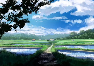 Original Anime Countryside Dirt Nature Wallpaper 4K 2968x2098 Anime-style, Landscape, QHD