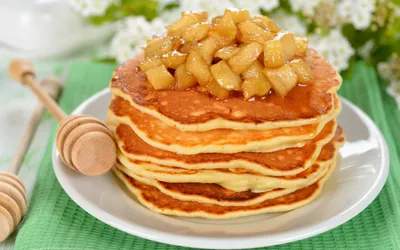 Stack Fluffy Pancakes Topped Abstract Wallpaper 4K 2558x1598 Full HD, Ultrawide