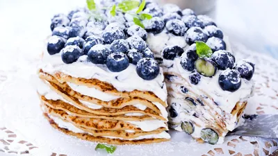 Stack Creamy Pancakes Topped Fresh Abstract Wallpaper 4K 1918x1078 Ultrawide