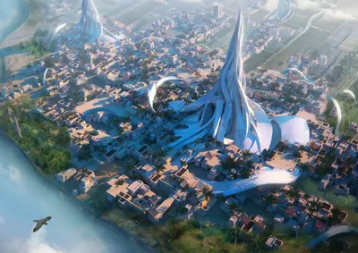 Futuristic Sci Cityscape Wallpaper 4K, World category