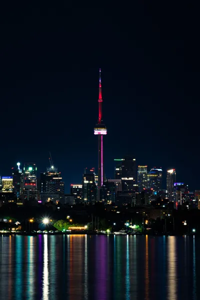 Toronto Skyline Night Tower City World Wallpaper 4K 3845x5768 Gray, Blue