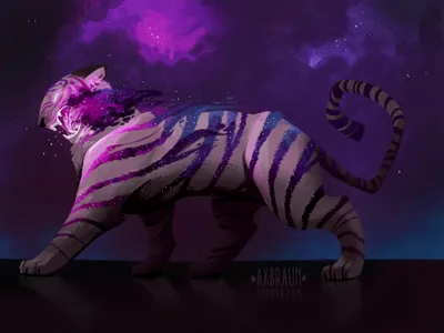 Fantasy Majestic Tiger Vibrant Purple Animals Wallpaper 4K 2048x1538 A, Stunning, Fantasy, Wallpaper, Featuring, Majestic, Tiger, Vibrant, Purple, Blue, Hues, Against, Brown, Gray, Landscape, Full HD