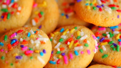 Close Colorful Sprinkle Covered Cookies Abstract Wallpaper 4K 1998x1123 Close-up, Sprinkle-covered, Full HD, Ultrawide