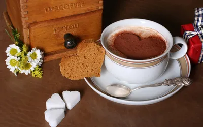 Cup Coffee Heart Shaped Cocoa Nature Wallpaper 4K 1918x1198 Heart-shaped, Ultrawide