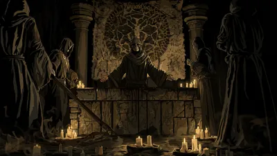 Zealot Resident Evil Black/Dark Wallpaper 4K 3840x2160 Zealot, (resident, Evil), At, A, Candlelit, Altar, Surrounded, Robed, Cultists, Brown, Black, Ultrawide, 4K