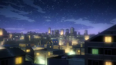 Anime City Nights Light Shadowscape Black/Dark Wallpaper 4K 1920x1080 Brown, Gray