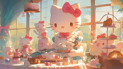 Golden Whimsical Wallpaper Abstract Wallpaper 4K 2912x1632 A, Whimsical, Hd, Desktop, Wallpaper, Featuring, Hello, Kitty, Charming, Sanrio, Characters, Delightful, White, Ultrawide, QHD
