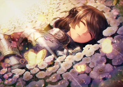 Serene Anime Illustration Fantasy Wallpaper 4K 2500x1778 A, Serene, Anime, Illustration, Featuring, Character, Resting, Among, Blooming, Flowers, Delicate, Butterflies, White, Landscape, Full HD