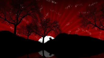 Bright Captivating Wallpaper Space Wallpaper 4K 1920x1080 A, Captivating, Fantasy, Scene, Featuring, Silhouetted, Trees, Against, Vibrant, Red, Large, Moon, White, Brown, Ultrawide, Full HD