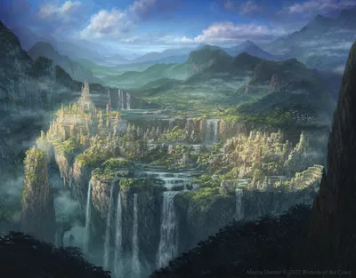 Fantasy Cityscape Depicting Ancient Nature Wallpaper 4K 1920x1500 Hd, Fantasy, Cityscape, Wallpaper, Depicting, An, Ancient, Sprawling, City, Built, Cliffs, Cascading, Gray, Square, Full HD