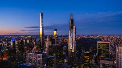 Cityscape New York City World Wallpaper 4K 5120x2880 4K, Ultra, Hd, Cityscape, Of, New, York, City, Dusk, Featuring, Towering, Skyscrapers, Red, Ultrawide