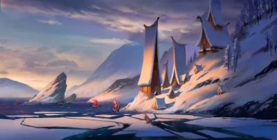 Snowy Fantasy City Fantasy Wallpaper 4K 3840x1947 Hd, Pc, Desktop, Wallpaper, Featuring, A, Snowy, Fantasy, City, Tall, Dragon-shaped, Drakkar, Gray, Ultrawide, 4K