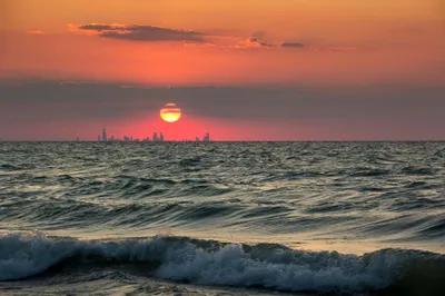 Nature Sunset Ocean Distant Nature Wallpaper 4K 3838x2558 Ultrawide, QHD