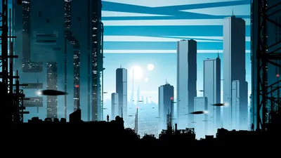 Futuristic Sci Cityscape Towering World Wallpaper 4K 1920x1080 A, Futuristic, Sci-fi, Cityscape, With, Towering, Buildings, Under, Layered, Sky, Depicted, Striking, White, Red, Ultrawide, Full HD
