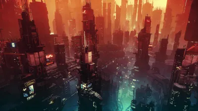 Cyberpunk City Night Technology Wallpaper 4K 3840x2160 Orange