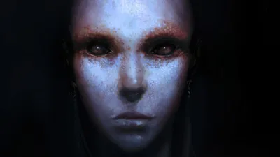 Dark Eerie Portrait Pale Fantasy Wallpaper 4K 1920x1080 Dark, Eerie, Portrait, Of, A, Pale, Woman, With, Hollow, Eyes, Textured, Skin, White, Gray, Ultrawide, Full HD