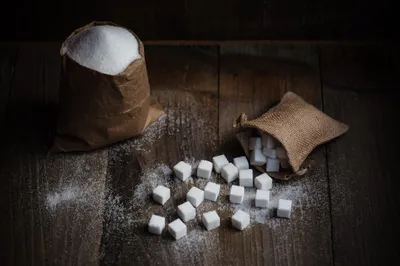 Burlap Sack Spilling Sugar Cubes Abstract Wallpaper 4K 2046x1363 Full HD, Ultrawide