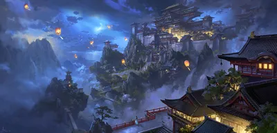 Anime Landscape Night Nature Wallpaper 4K 2239x1078 Full HD, Ultrawide