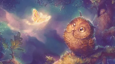 Fantasy Themed Wide Eyed Owl Abstract Wallpaper 4K 1918x1078 Fantasy-themed, Wide-eyed, Ultrawide