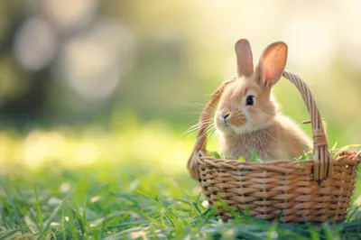 Cute Easter Bunny Basket Abstract Wallpaper 4K 2208x1471 Full HD, Ultrawide