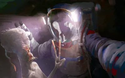 Dark Astronaut Wallpaper Abstract Wallpaper 4K 1920x1200 Hd, Desktop, Wallpaper, Of, An, Astronaut, Taking, A, Selfie, Friendly, Alien, Reflecting, White, Gray, Ultrawide, Full HD