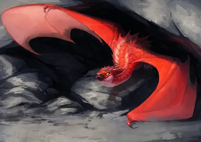 Sleek Red Wallpaper Fantasy Wallpaper 4K 3508x2480 Hd, Wallpaper, Featuring, A, Stunning, Red, Dragon, With, Outstretched, Wings, Emerging, Dark, Gray, Landscape, QHD