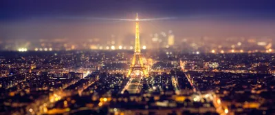 Eiffel Tower Cityscape Paris Night World Wallpaper 4K 3440x1440 Gray