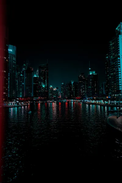 Cityscape Lights Water City World Wallpaper 4K 4000x6000 Brown, Purple