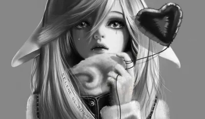 Calm Grayscale Wallpaper Abstract Wallpaper 4K 2643x1540 Hd, Desktop, Wallpaper, Featuring, A, Grayscale, Anime, Girl, Tearful, Expression, Holding, Heart-shaped, White, Gray, Ultrawide, QHD