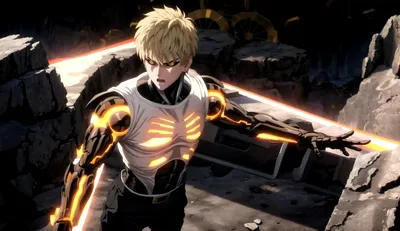 Crisp Anime Wallpaper Technology Wallpaper 4K 2040x1176 Hd, Anime, Desktop, Wallpaper, Featuring, Genos, From, One-punch, Man, Showcasing, His, Glowing, White, Gray, Ultrawide, Full HD