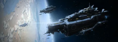 Crisp Futuristic Wallpaper Space Wallpaper 4K 3396x1235 A, Stunning, Hd, Wallpaper, Showcasing, Futuristic, Spaceship, Hovering, Near, Earth, Set, Against, Gray, White, Ultrawide, QHD