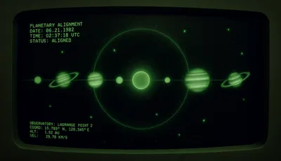Vivid Green Wallpaper Space Wallpaper 4K 5376x3072 Green, Crt-style, 5k, Ultra, Hd, Pc, Desktop, Wallpaper, Showing, Planetary, Alignment, Glowing, Brown, Ultrawide, 4K