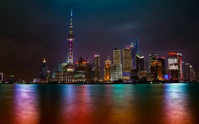 Illuminated Man Skyline Shanghai Night Black/Dark Wallpaper 4K 2558x1598 Man-made, Full HD, Ultrawide