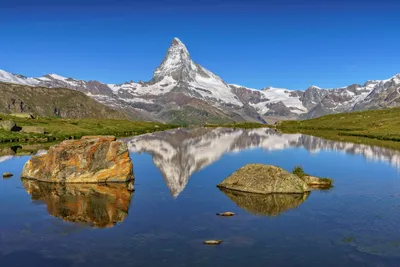 Landscape Swiss Alps Matterhorn Reflected Nature Wallpaper 4K 2046x1364 Full HD, Landscape