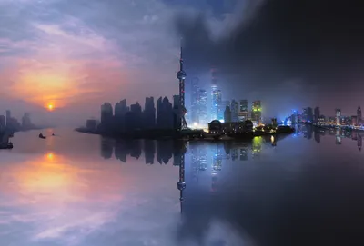 Skyline Shanghai Sunset World Wallpaper 4K 2046x1385 Full HD, Landscape