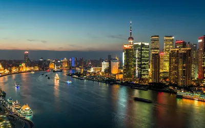 Illuminated Shanghai Skyline World Wallpaper 4K 1918x1198 Ultrawide