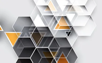 Sleek Abstract Wallpaper Abstract Wallpaper 4K 1920x1181 Abstract, Hexagon, Pattern, With, Overlapping, Translucent, Shapes, In, Shades, Gray, White, Orange, Ultrawide, Full HD