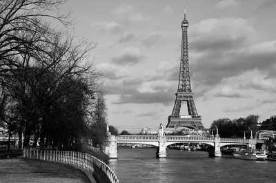 Black White Eiffel Wallpaper 4K, Nature category