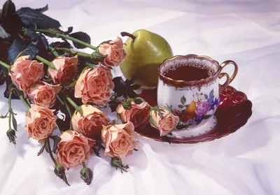 Delicate Tea Cup Floral Abstract Wallpaper 4K 2558x1787 Tea, Full HD, Landscape