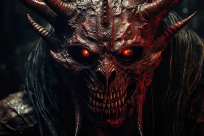 Scary Devil Portrait Red Eyes Abstract Wallpaper 4K 2208x1471 Full HD, Ultrawide