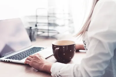 Woman Working Drinking Tea Office Abstract Wallpaper 4K 2208x1471 Tea, Full HD, Ultrawide