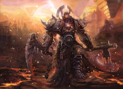 Moody Menacing Wallpaper Fantasy Wallpaper 4K 2800x2029 Hd, Pc, Desktop, Wallpaper, Featuring, A, Menacing, Fantasy, Warrior, Clad, Dark, Armor, White, Gray, Orange, Landscape, QHD