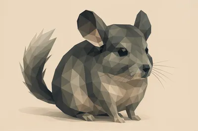 Low Poly Chinchilla Illustration Abstract Wallpaper 4K 4430x2942 Low-poly, Ultrawide, 4k