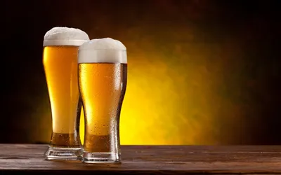 Two Glasses Golden Beer Frothy Abstract Wallpaper 4K 2558x1598 Beer, Full HD, Ultrawide