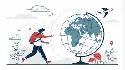 Bold Traveler Wallpaper World Wallpaper 4K 4656x2608 A, Traveler, With, Backpack, Walks, Towards, Globe, Symbolizing, Adventure, Exploration, Vibrant, Illustration, White, Ultrawide, 4k