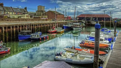 Man Harbor Colorful Boats Docked Nature Wallpaper 4K 2558x1438 Man-made, Full HD, Ultrawide