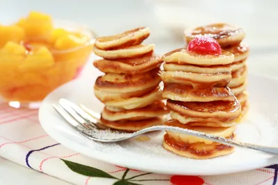 Dark Breakfast Wallpaper Abstract Wallpaper 4K 1920x1280 Hd, Pc, Desktop, Wallpaper, And, Background, Of, Breakfast, Food, Stacked, Mini, Pancakes, White, Landscape, Full HD