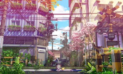 Anime Cityscape Houses Lush Wallpaper 4K, World category